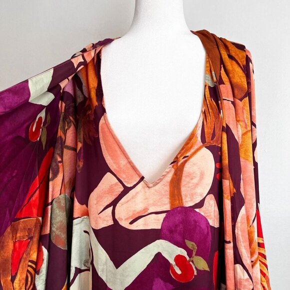 ANDREA IYAMAH TAKWA COLORFUL FRONT-TIE KIMONO MIDI DRESS IN EVE PRINT - OS - Picture 6 of 13